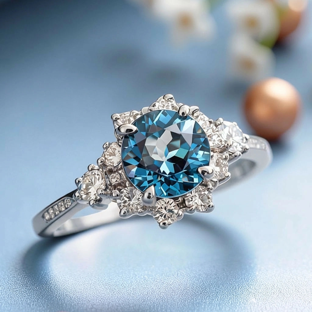 Marina‘s Cove | Brilliant Blue Halo Ring