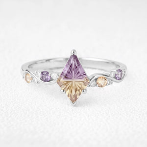 Iris’s Aurora | Kite Fantasy-Cut Yellow-Blue Gradient Quartz Engagement Ring