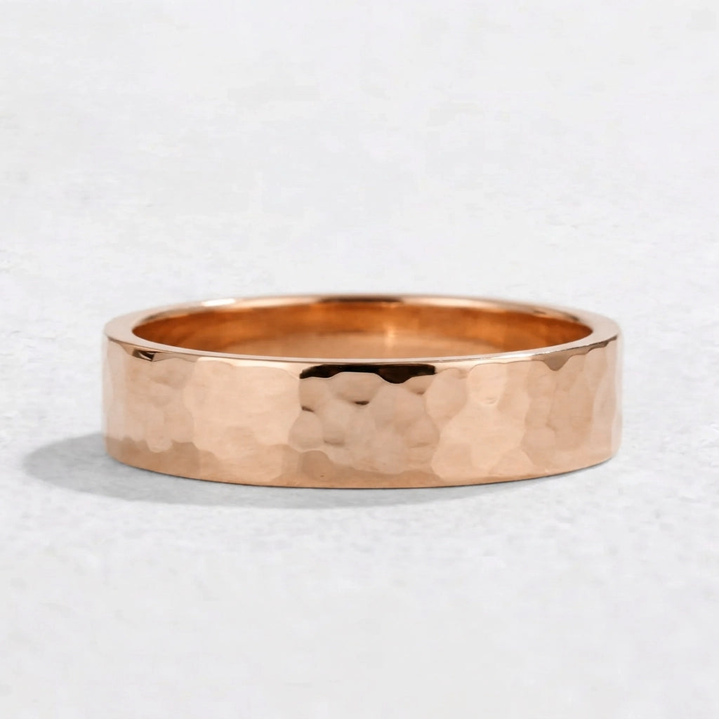 Hammered Forge | Metallic Grain Wedding Band.