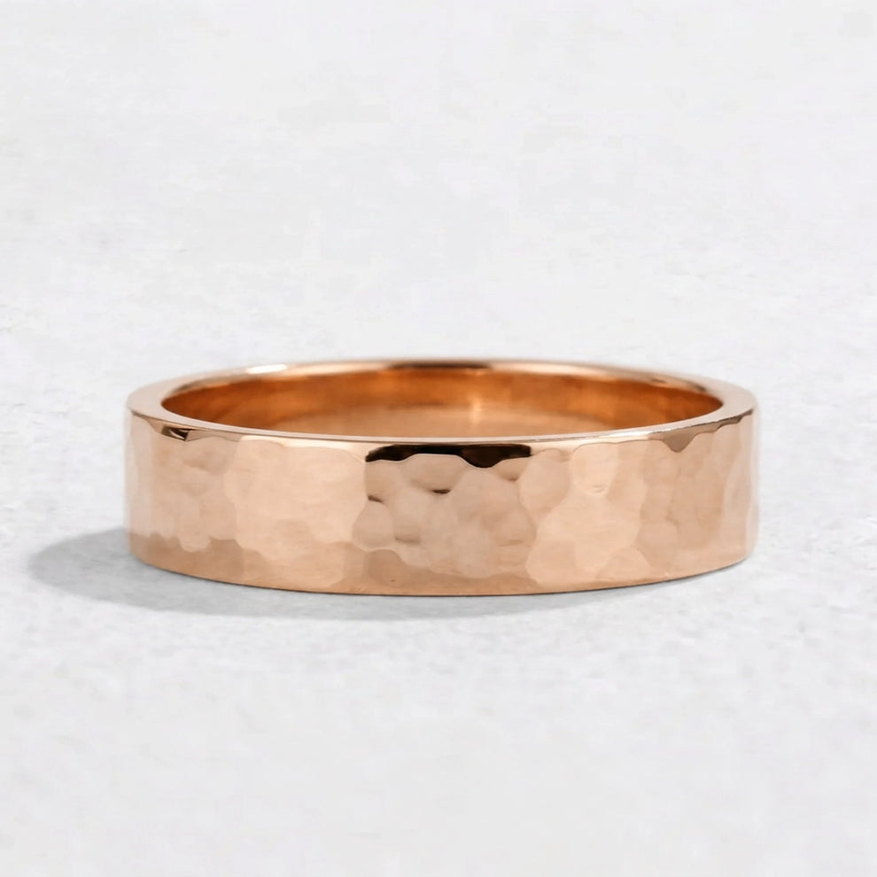 Hammered Forge | Metallic Grain Wedding Band.