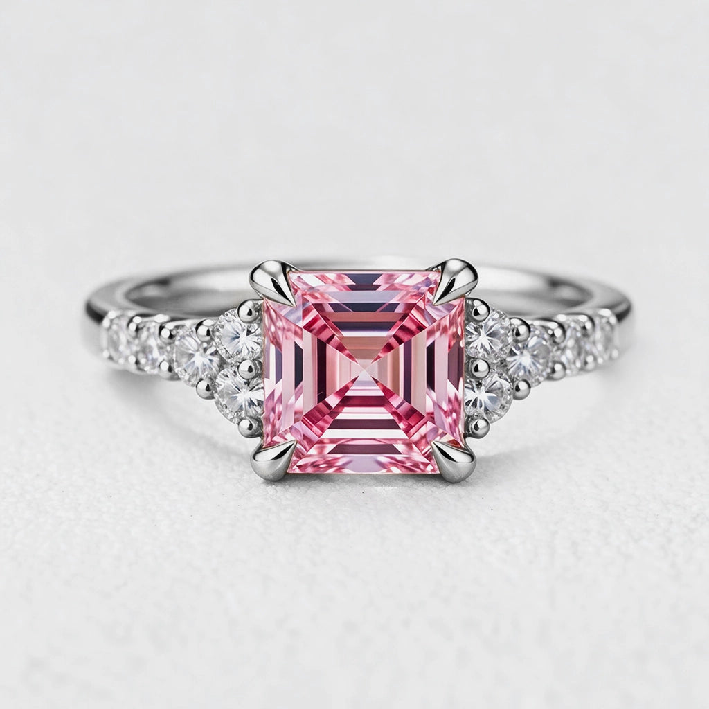 Selene’s Luster | Asscher Cut Pink Sapphire Engagement Ring