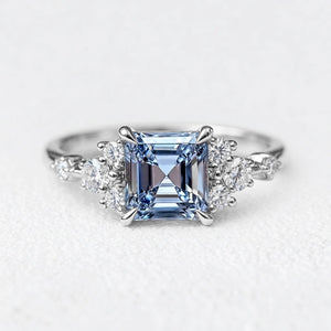 Eleonora’s Azure | 2CT Asscher Sapphire Solitaire Engagement Ring