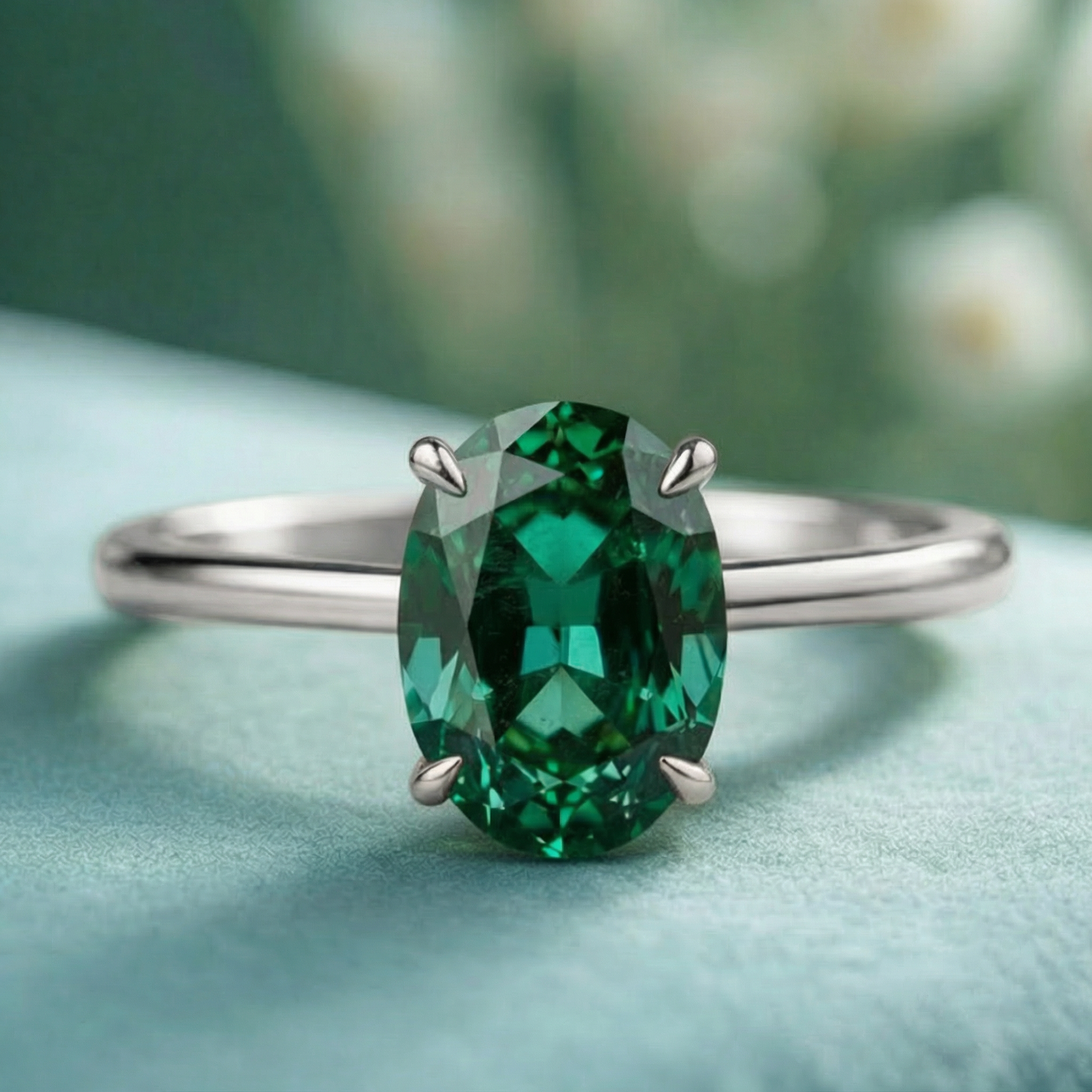 The Forest Pool | Elara‘s Oval Green Gem Ring.