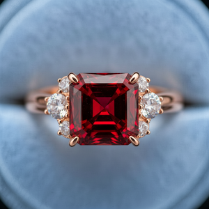 Seren’s Blaze | Asscher Cut Crimson Star Ring.