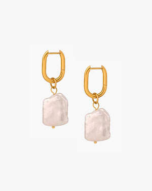 French Vintage Baroque Pearl Hoop Earrings