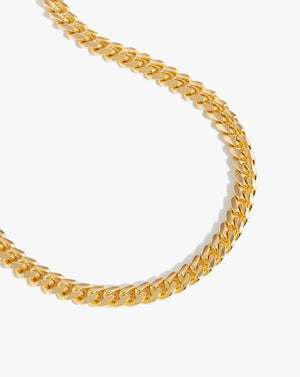 18K Gold Vermeil Mens Round Cuba Chain Necklace.
