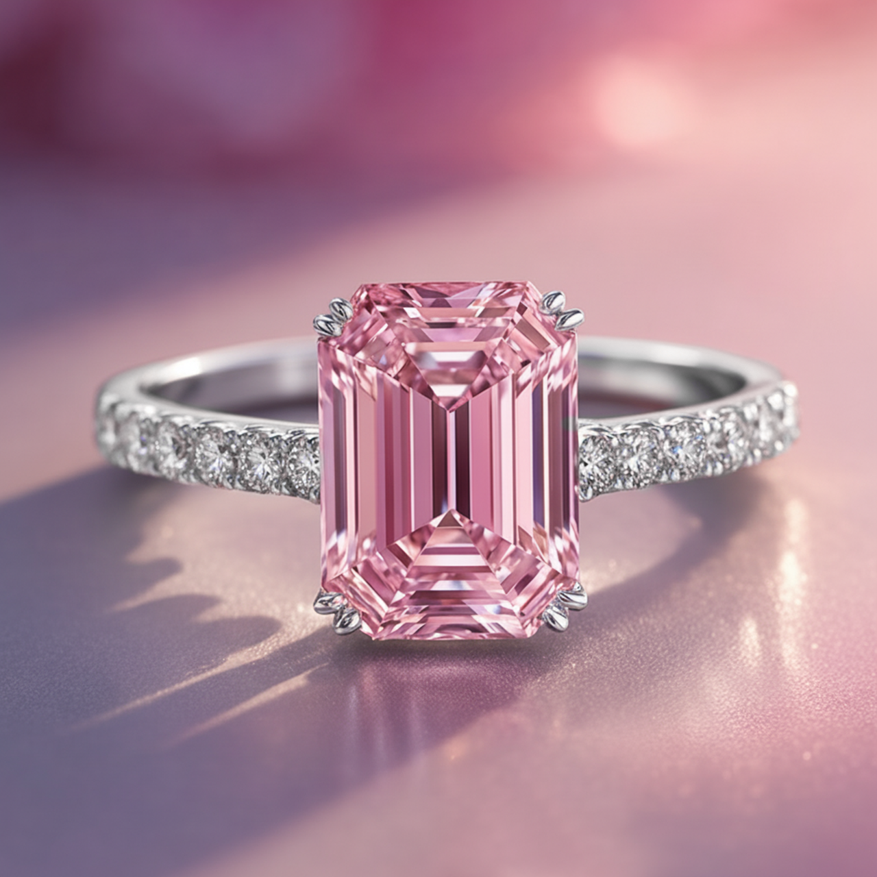 Celia‘s Luster | 2CT Emerald Cut Luxe Pink Ring