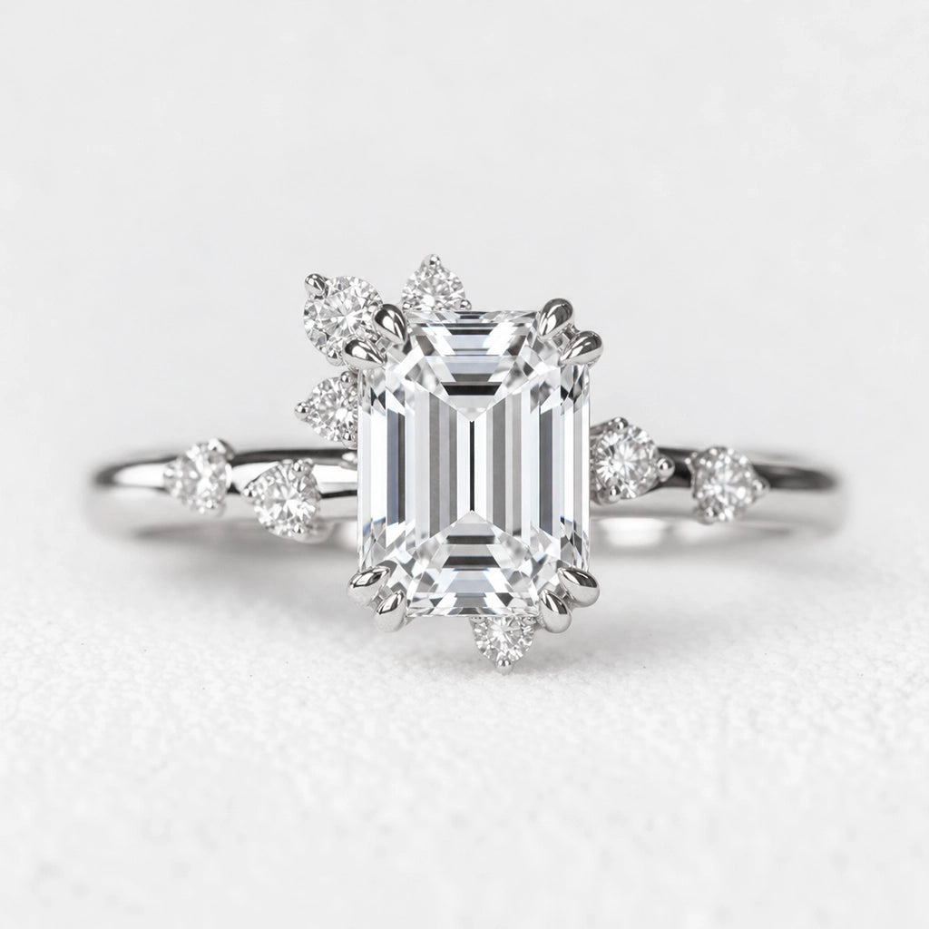 Alexandra’s Radiance | 3CT Vintage Emerald Cut Diamond Solitaire Engagement Ring