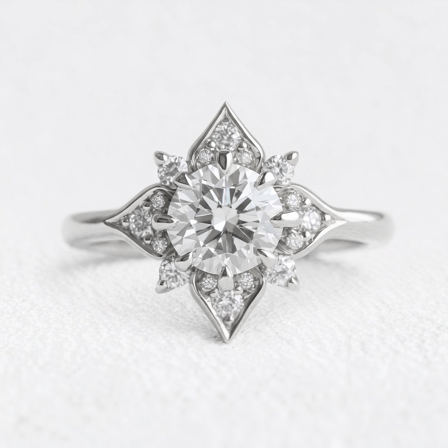 Astra’s Luminara | 1CT Round Cut Diamond Halo Engagement Ring