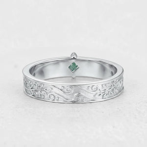 Oak Grain | Square Moss Agate Men's Band.