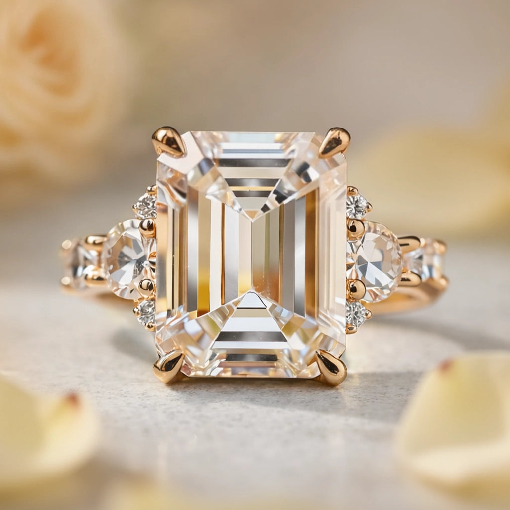 Lumina‘s Glow | 3CT Emerald Cut Moissanite Ring.