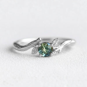 Aurelia’s Twine | Green Blue Sapphire Twig Ring.