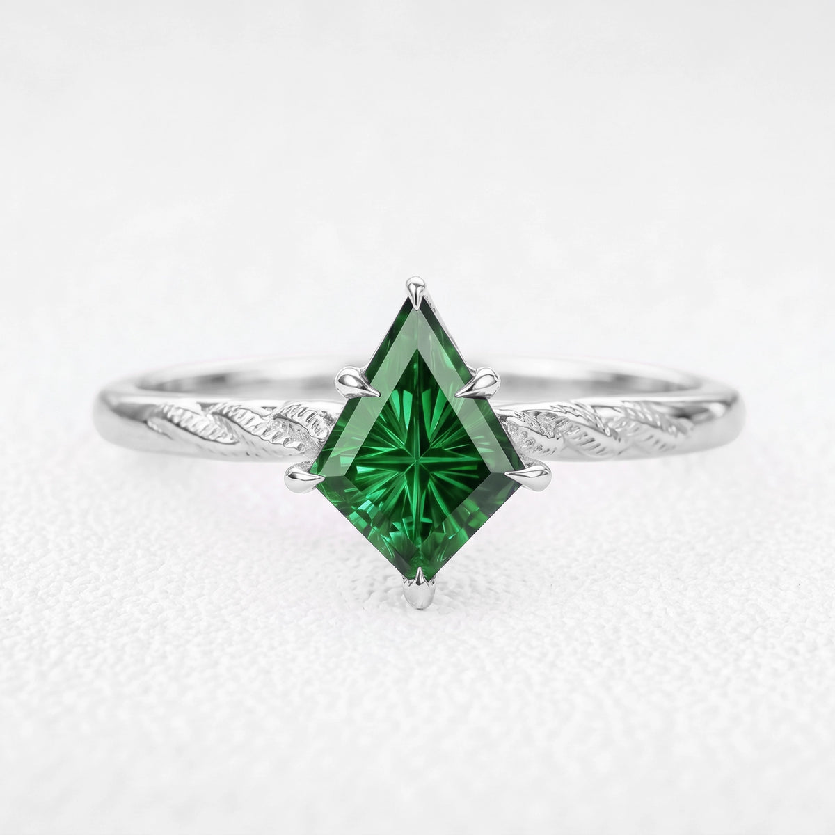 Alexandra’s Aigrette | Kite Fantasy-Cut Emerald Solitaire Engagement Ring