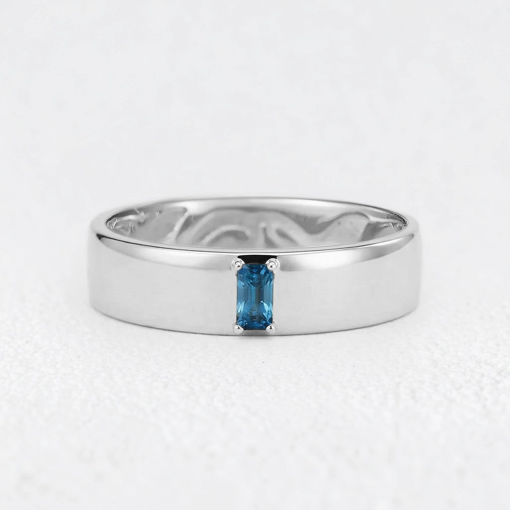 Nova’s Edge | Inner Engraved Baguette Blue Diamond Men’s Band
