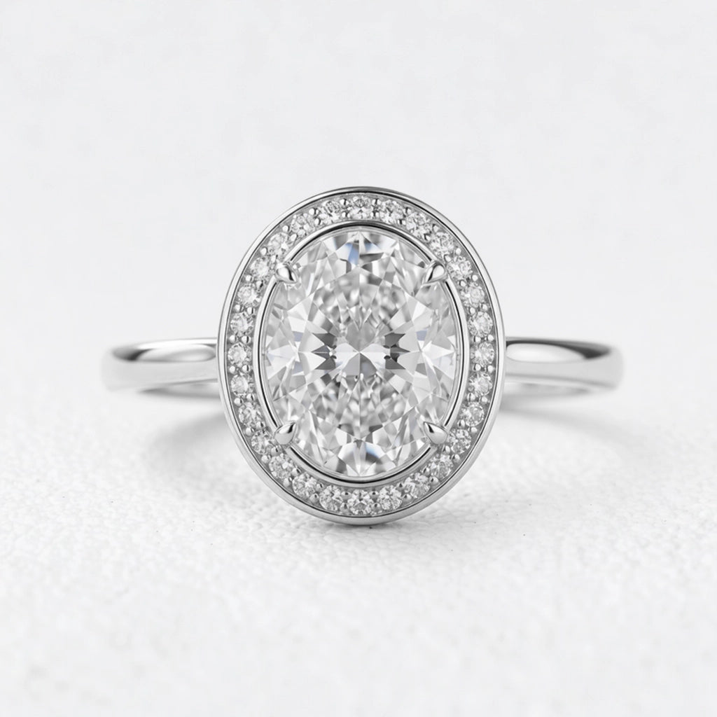 Astra’s Prism | 3CT Oval Diamond Halo Engagement Ring