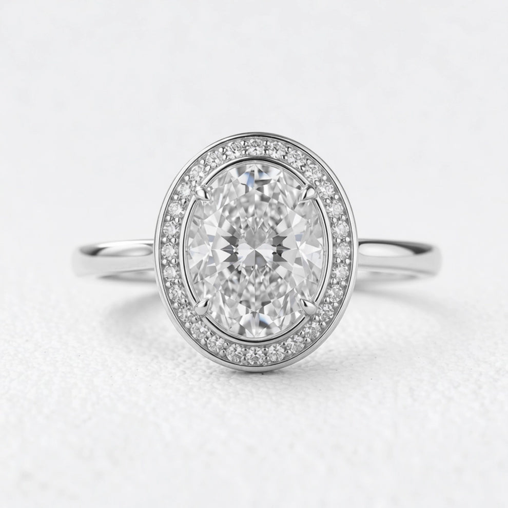 Astra’s Prism | 3CT Oval Diamond Halo Engagement Ring