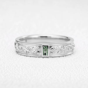 Orion’s Keystone | Baguette Green Sapphire Men’s Band