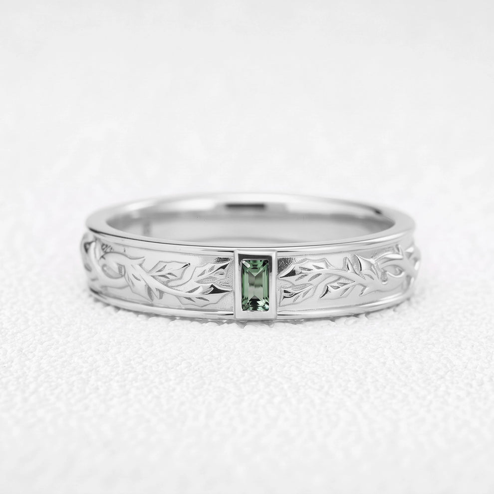 Orion’s Keystone | Baguette Green Sapphire Men’s Band