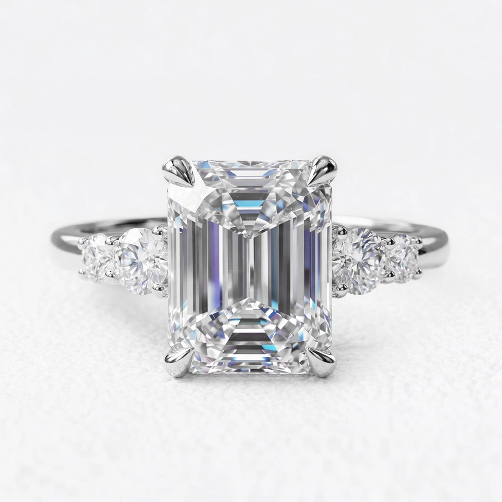 Aurora‘s Prism | 3CT Emerald Cut Diamond Solitaire Engagement Ring