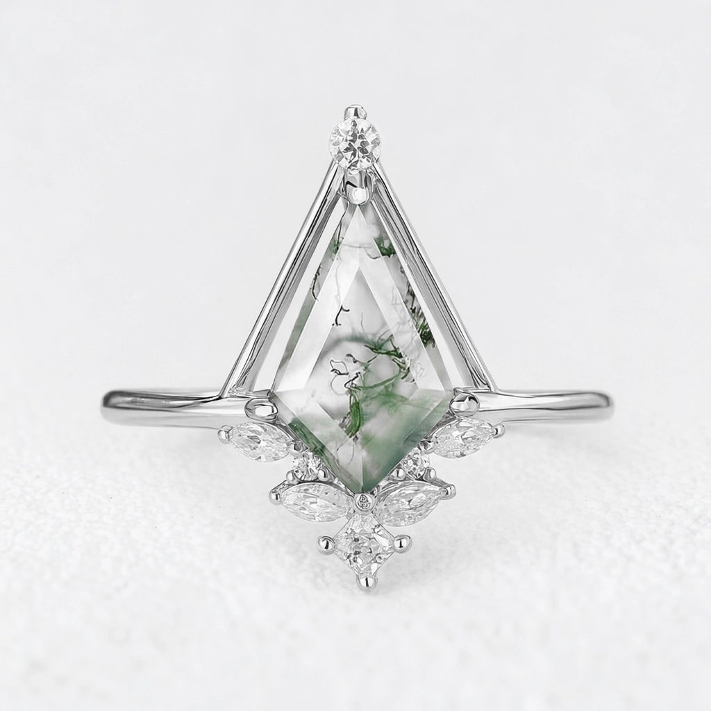 Aurelia’s Imprint | Kite Cut Moss Agate Engagement Ring