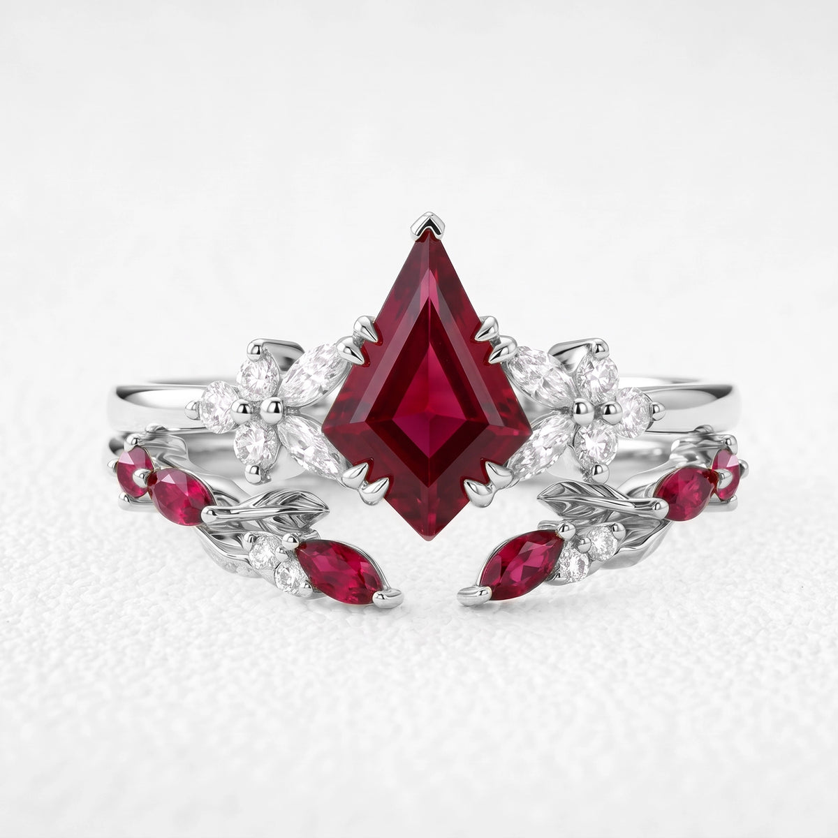 Joséphine’s Pomegranate | Kite-Cut Ruby Foliage Bridal Set 2pcs