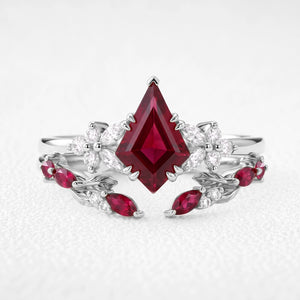Joséphine’s Pomegranate | Kite-Cut Ruby Foliage Bridal Set 2pcs