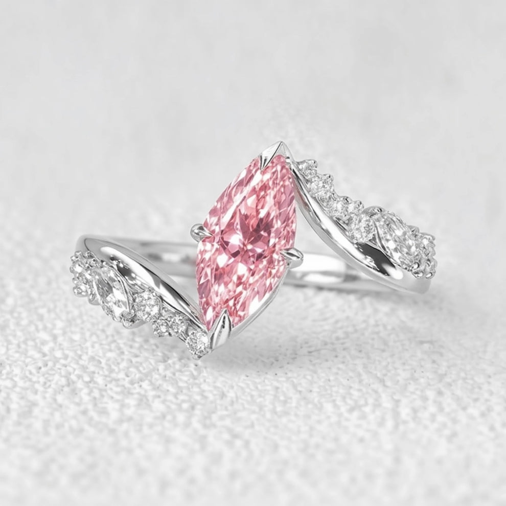 Aurora’s Bypass | 3CT Marquise Cut Pink Sapphire Engagement Ring.