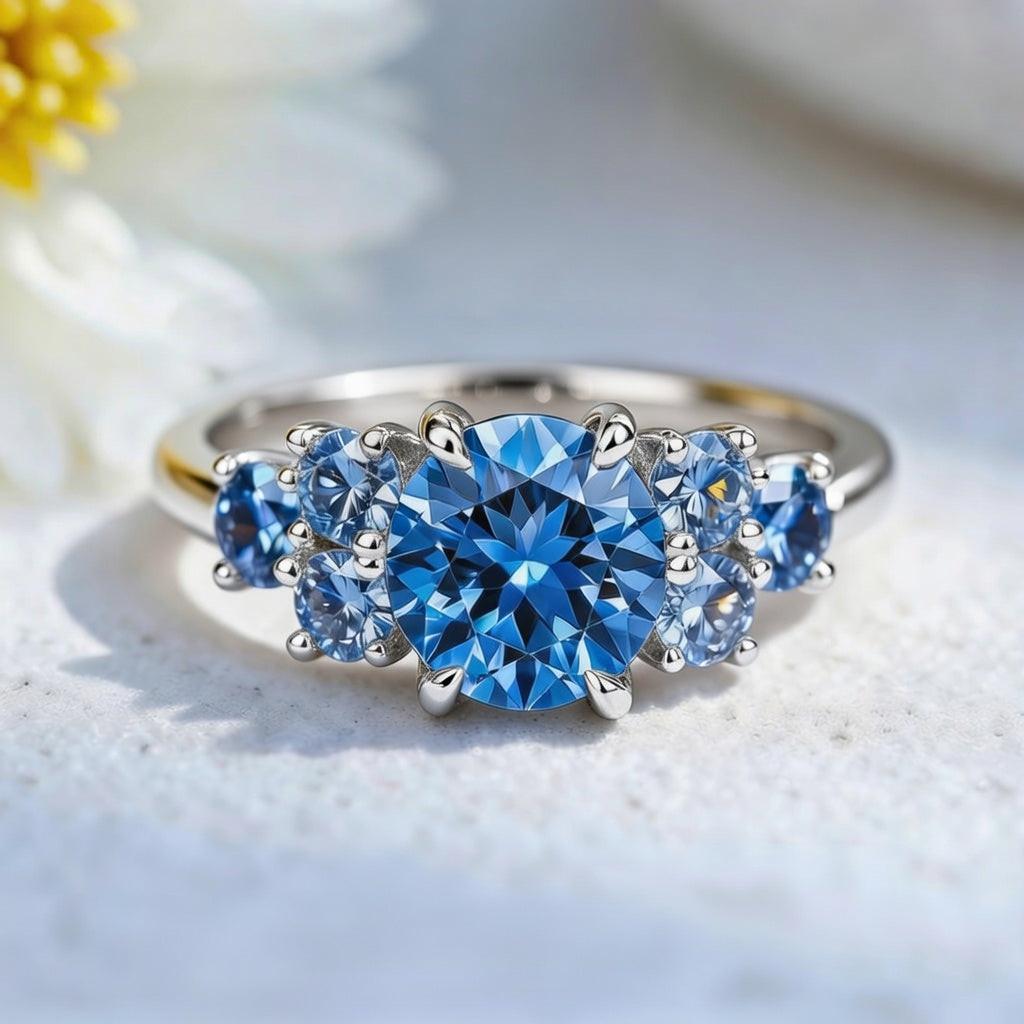 The Luciana Triptych | 1CT Blue Sapphire Ring.