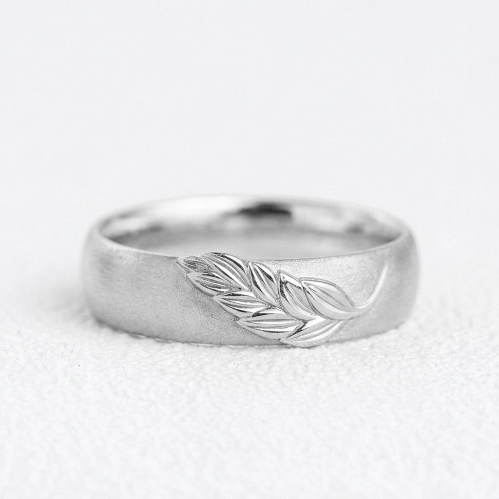 Isla’s Frond | Palm Leaf Sandblast 6MM Men's Wedding Band.