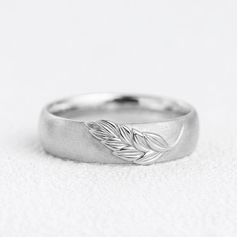 Isla’s Frond | Palm Leaf Sandblast 6MM Men's Wedding Band.