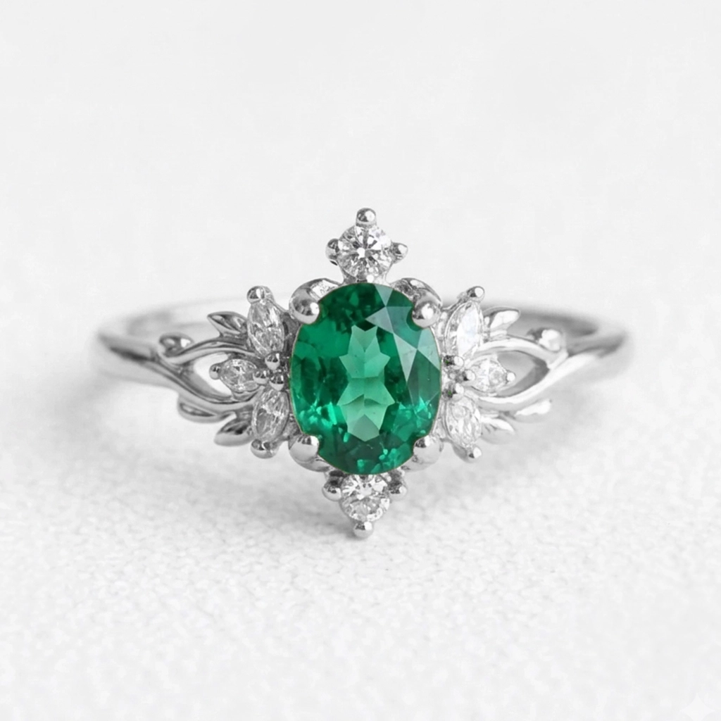 Mosslight Glade | Vintage Emerald Forest Engagement Ring.