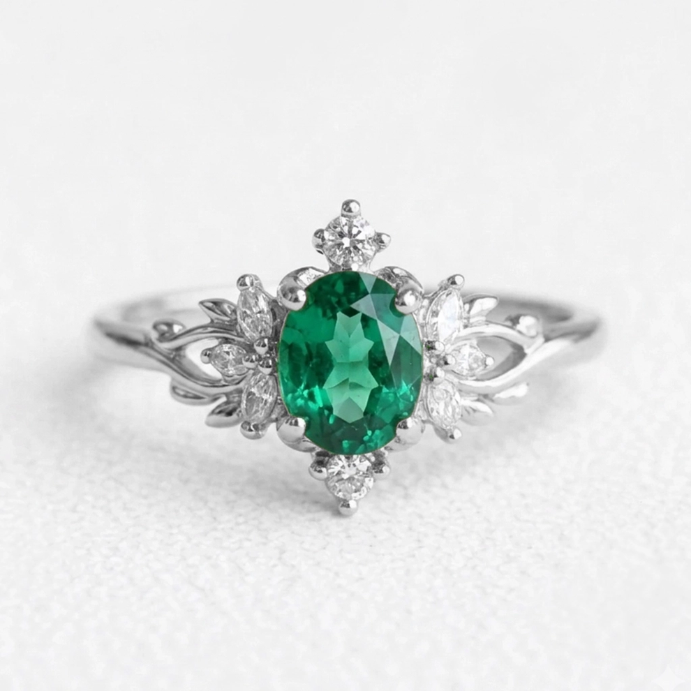 Mosslight Glade | Vintage Emerald Forest Engagement Ring.