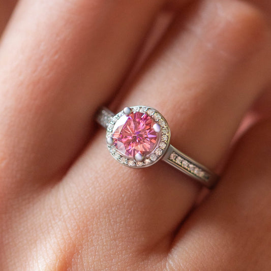 The Venus 1CT  Round-Cut Pink Moissanite Ring