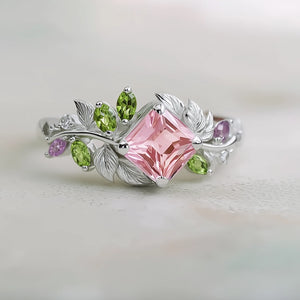 Celeste’s Blossom | Pink Princess Cut Tourmaline Engagement Ring