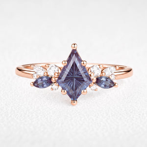 Alexandria’s Aurora | Kite Fantasy-Cut Alexandrite Cluster Engagement Ring
