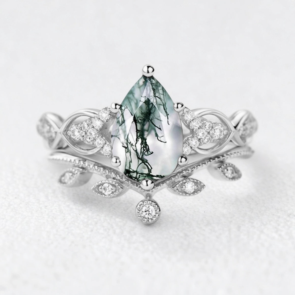 Seraphina’s Foliage | Pear Moss Agate Bridal Duo