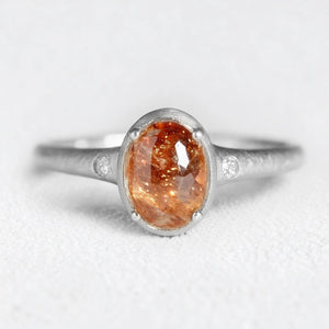 Golden Horizon | Round Sunstone Engagement Ring.