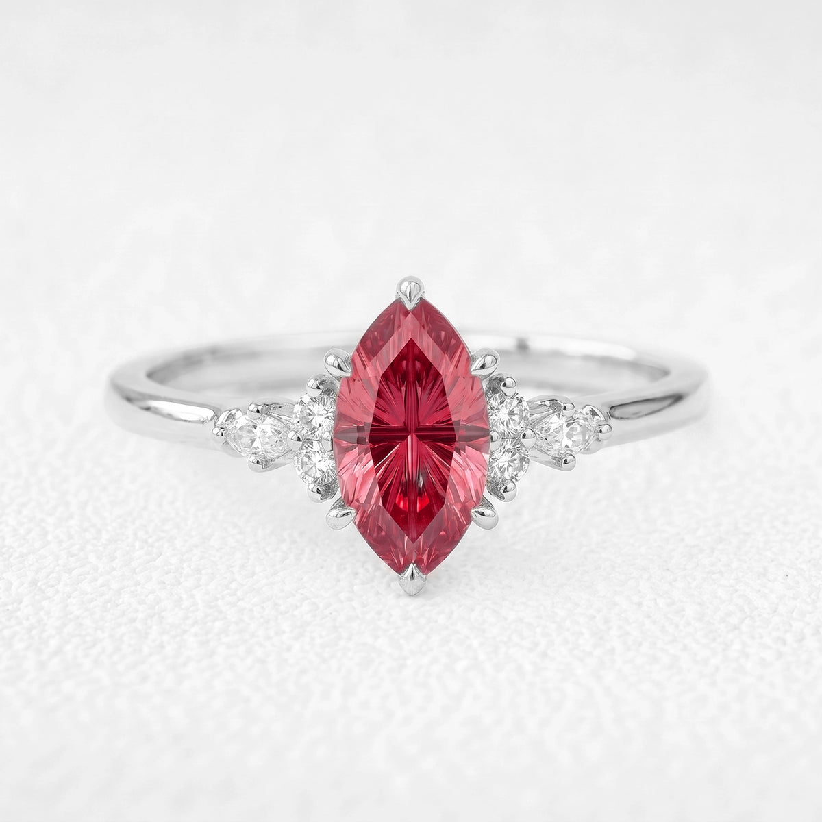 Valencia’s Crimson | 1CT Fantasy-Cut Marquise Ruby Vintage Engagement Ring
