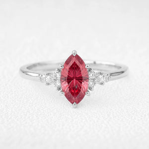 Valencia’s Crimson | 1CT Fantasy-Cut Marquise Ruby Vintage Engagement Ring