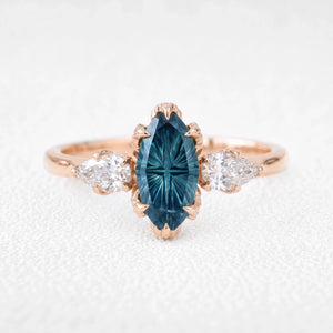 Aurelia’s Vesper | Fantasy-Cut Marquise London Blue Topaz Vintage Engagement Ring
