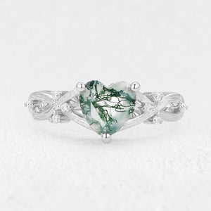 Alexandra’s Heart | Heart Cut Moss Agate Engagement Ring