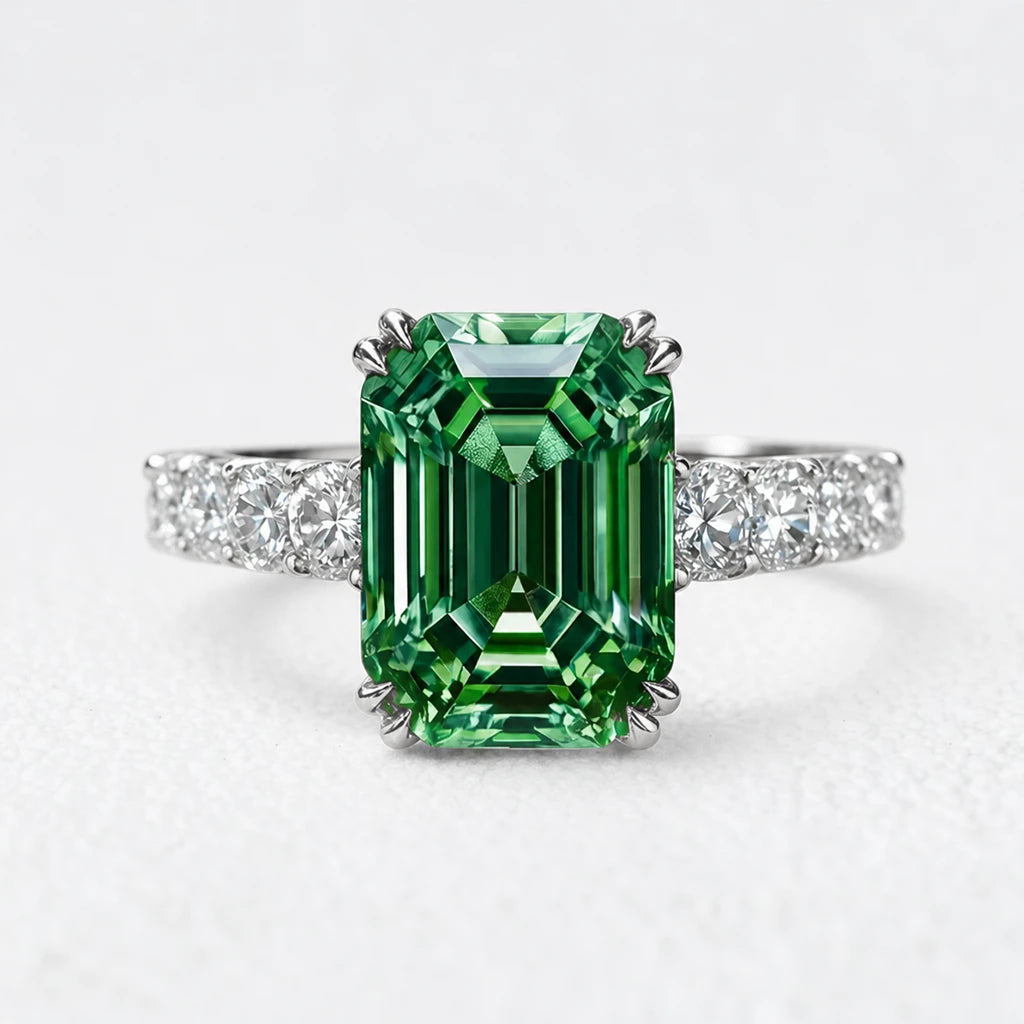 Elara’s Greenwood | 3CT Green Emerald Solitaire Engagement Ring