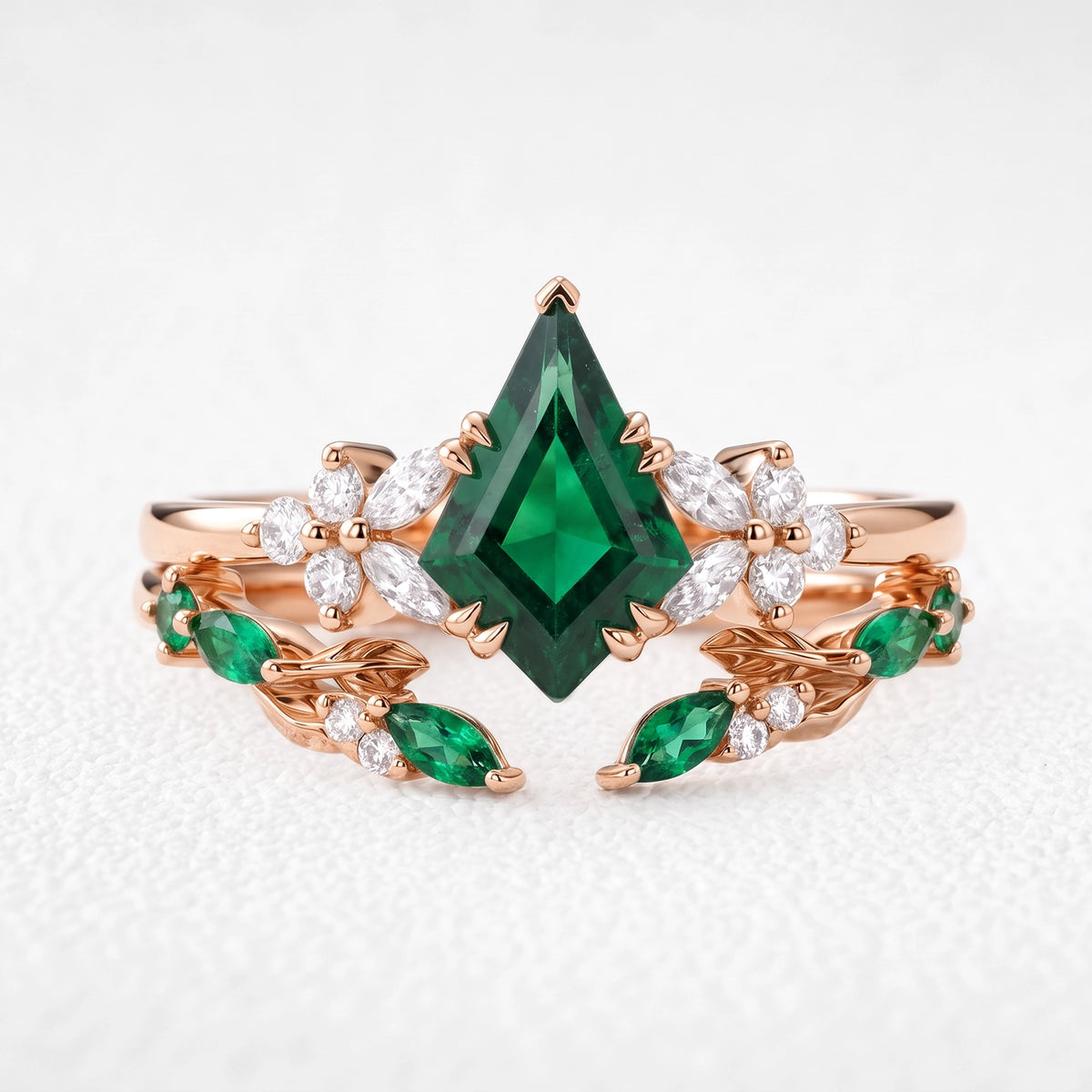 Joséphine’s Verdure | Kite-Cut Emerald Foliage Bridal Set 2pcs
