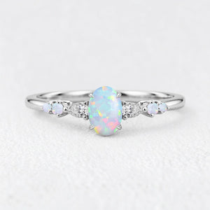Elara’s Horizon | Oval Opal & Moissanite Engagement Ring