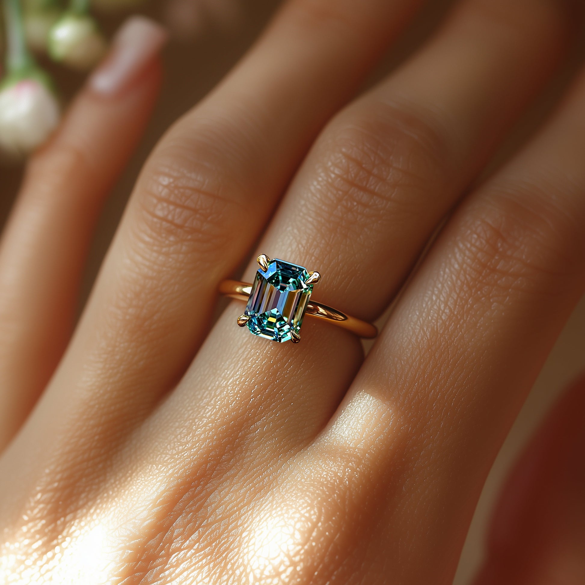 Leila 2CT Emerald Cut Green Gemstone Ring