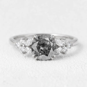 Isadora’s Bloom | 1CT Vintage Round Salt & Pepper Diamond Cluster Engagement Ring