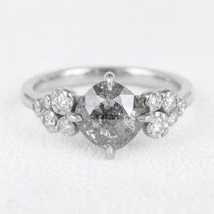 Astrid’s Stardust | 1.5CT Cushion Salt & Pepper Diamond Blossom Engagement Ring
