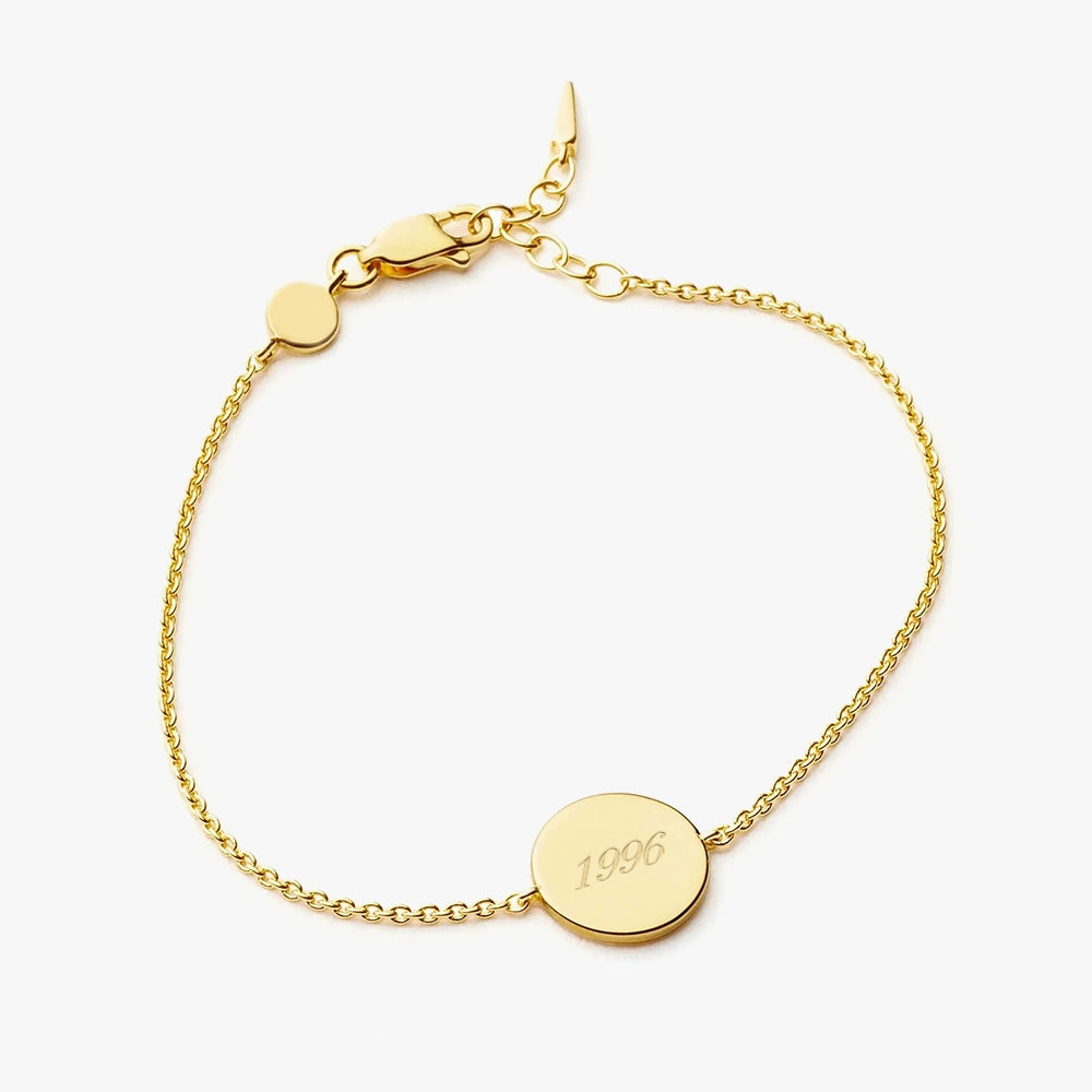18K Gold Plated Vermeil Engravable Round Bracelet.