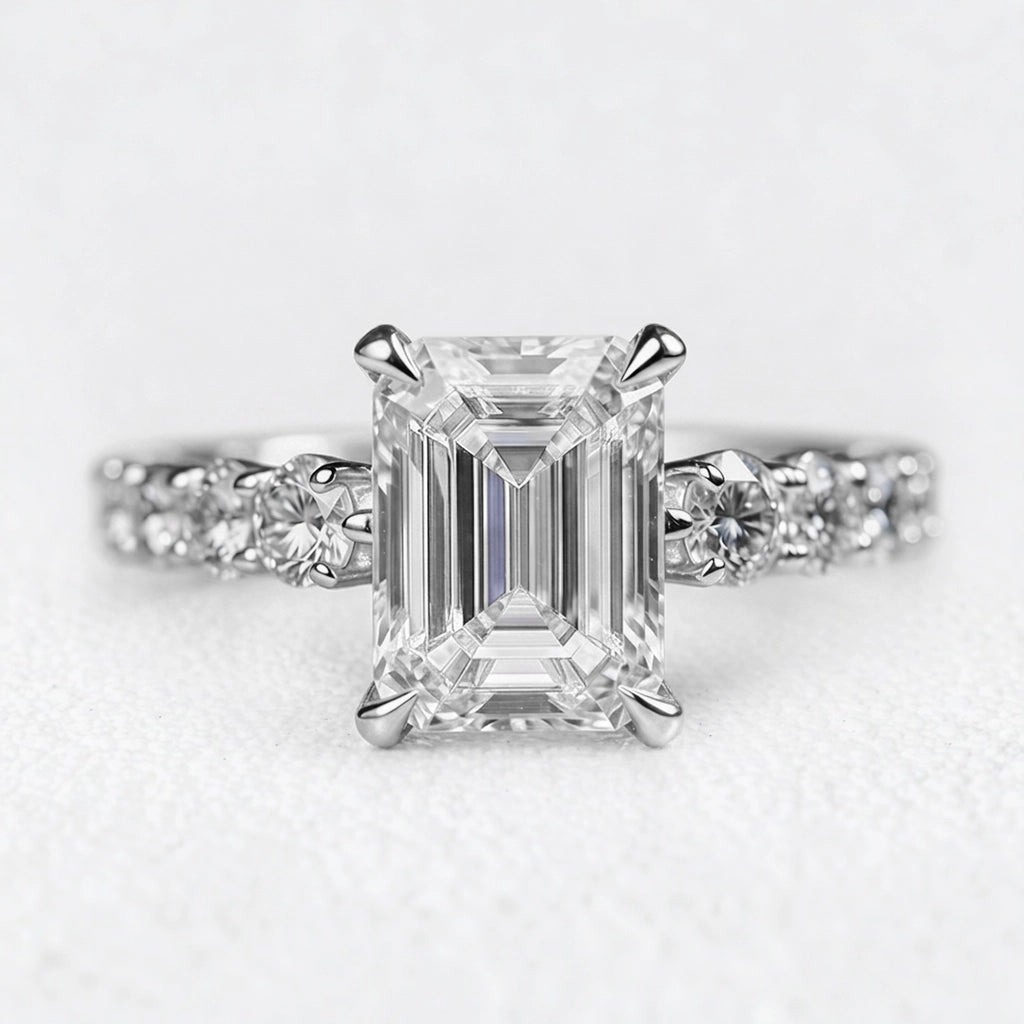 Audrey’s Epoch | 2CT Emerald Cut Diamond Solitaire Engagement Ring