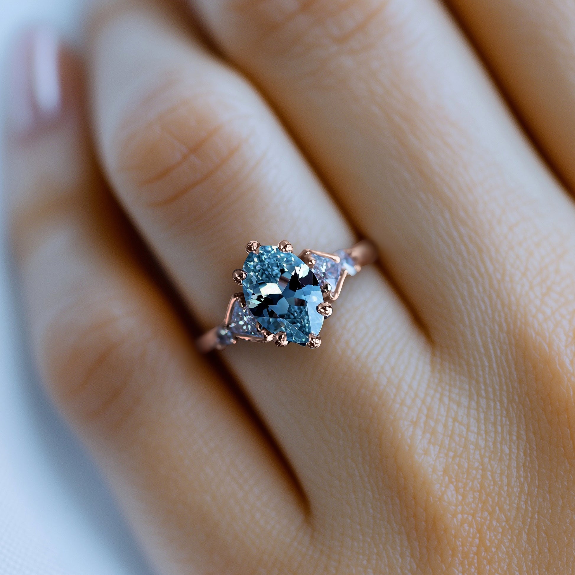 Aurora Belle 2CT Oval Cut Blue Gemstone Ring